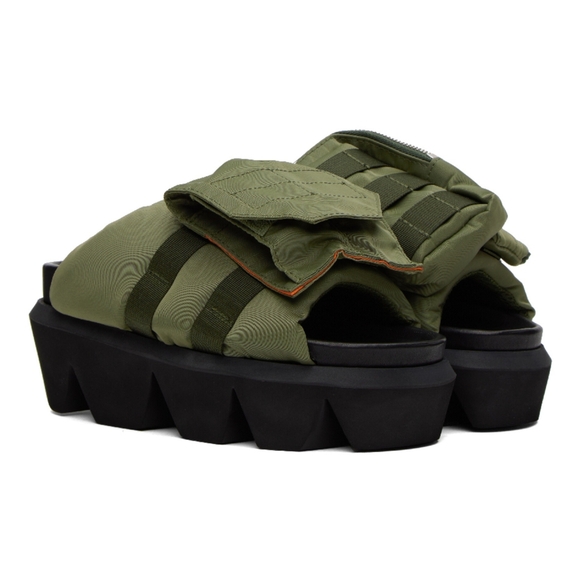 NEW Sacai Pockets Slide Sandal (Men) 10US / 43EU, KHAKI Made in Japan - Picture 4 of 5